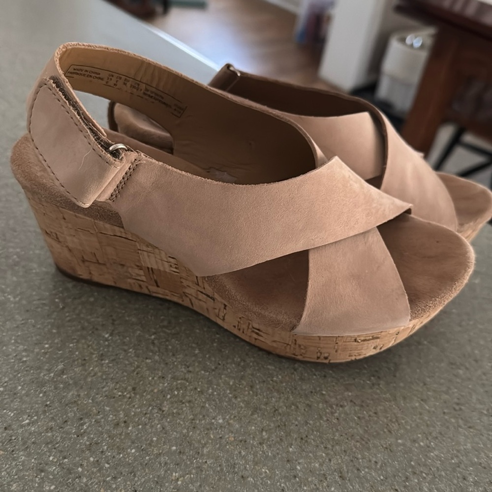 Clarks wedge cross strap sandals